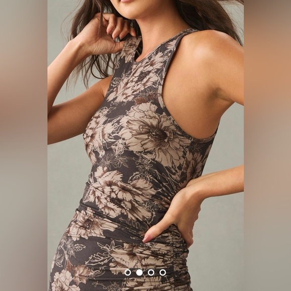 NWT Size XS- Daily Practice Anthropologie Printed Ruched Asymmetrical-Hem Dress - Picture 7 of 16